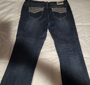 Women's Blue Jean Capris with Embellished Pockets